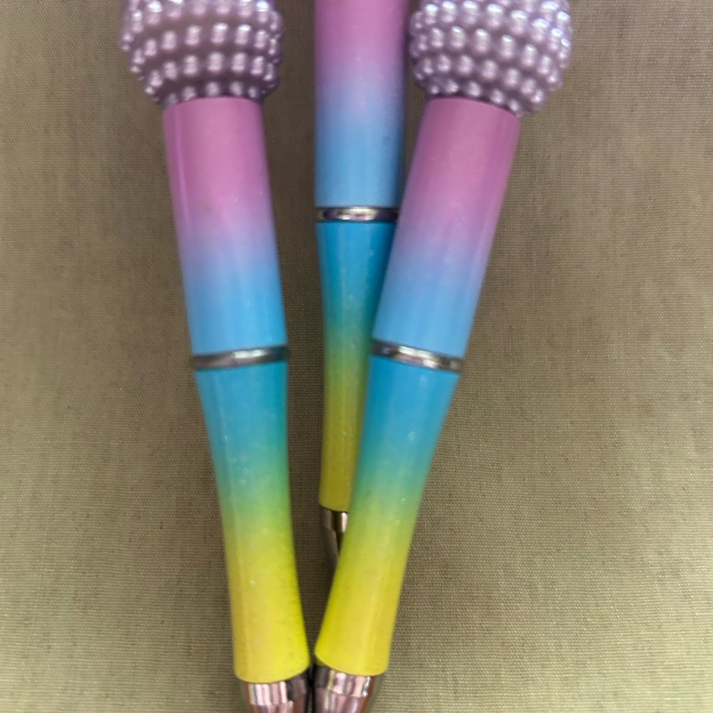 Custom Beaded Pens plus 3 refills.PINK BABY DINOS. - Picture 3 of 3